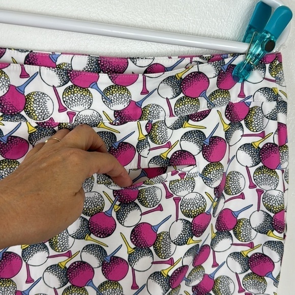 IZOD Golf Skort Women's 16 White Pink Golf Ball Tee Print Pockets Side Zip - Picture 10 of 14